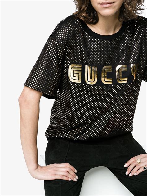 gucci blouse black and gold|Gucci shirt transparent.